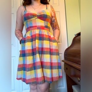 NWOT ModCloth Retro Plaid Sundress summer vibes Large